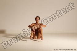 Nude Gymnastic poses Woman White Moving poses Slim long brown Dynamic poses Pinup